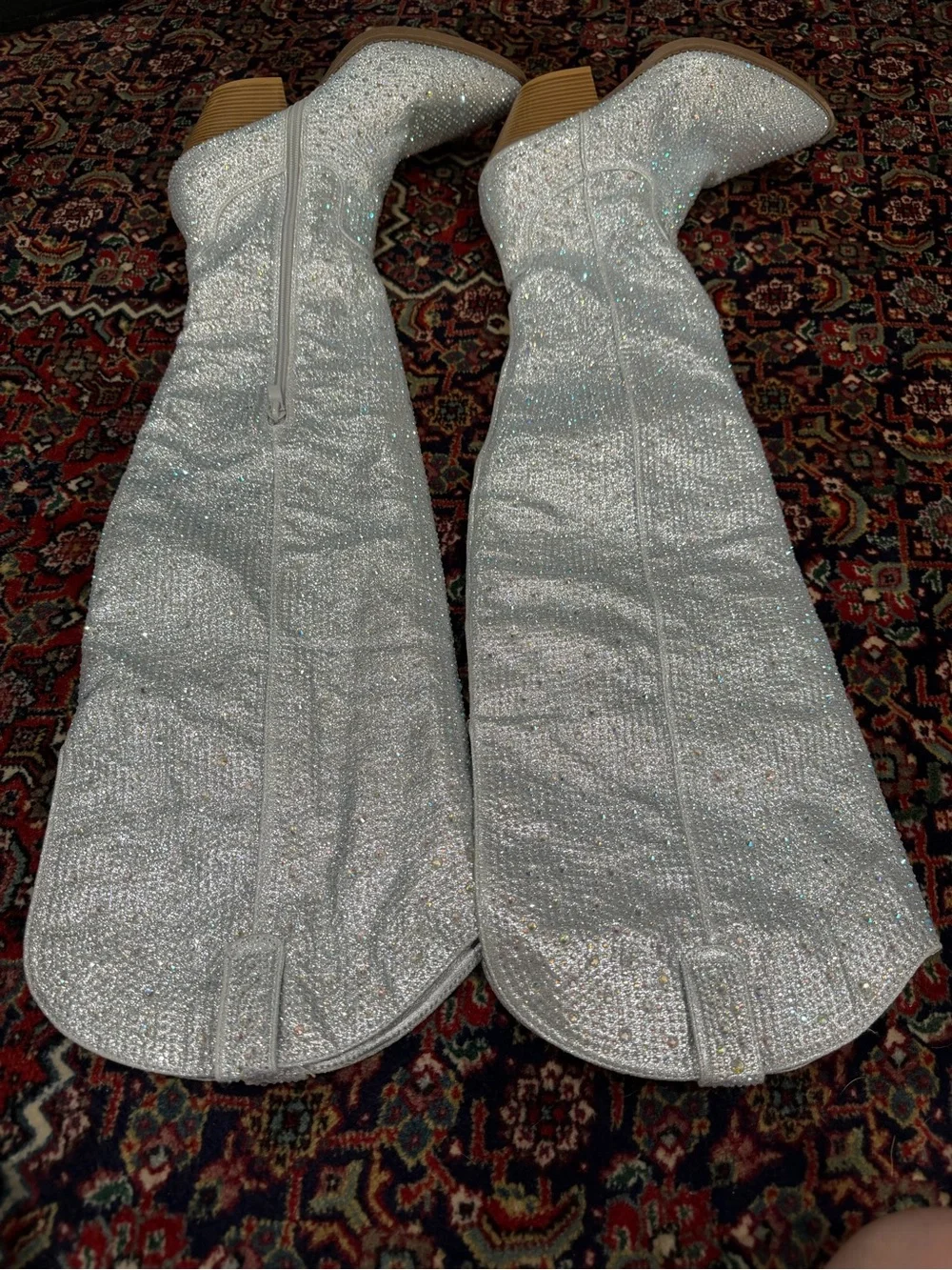 SHEIN SILVER GLITTERY WESTERN COWBOY BOOTS SIZE 8’5